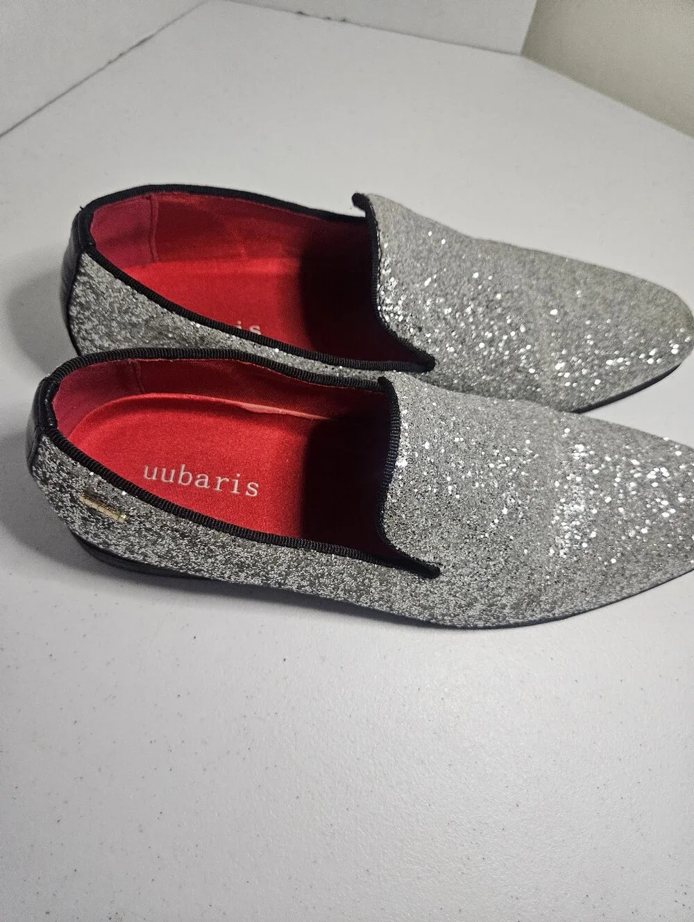 Men's Silver Glitter Slip-On Loafers